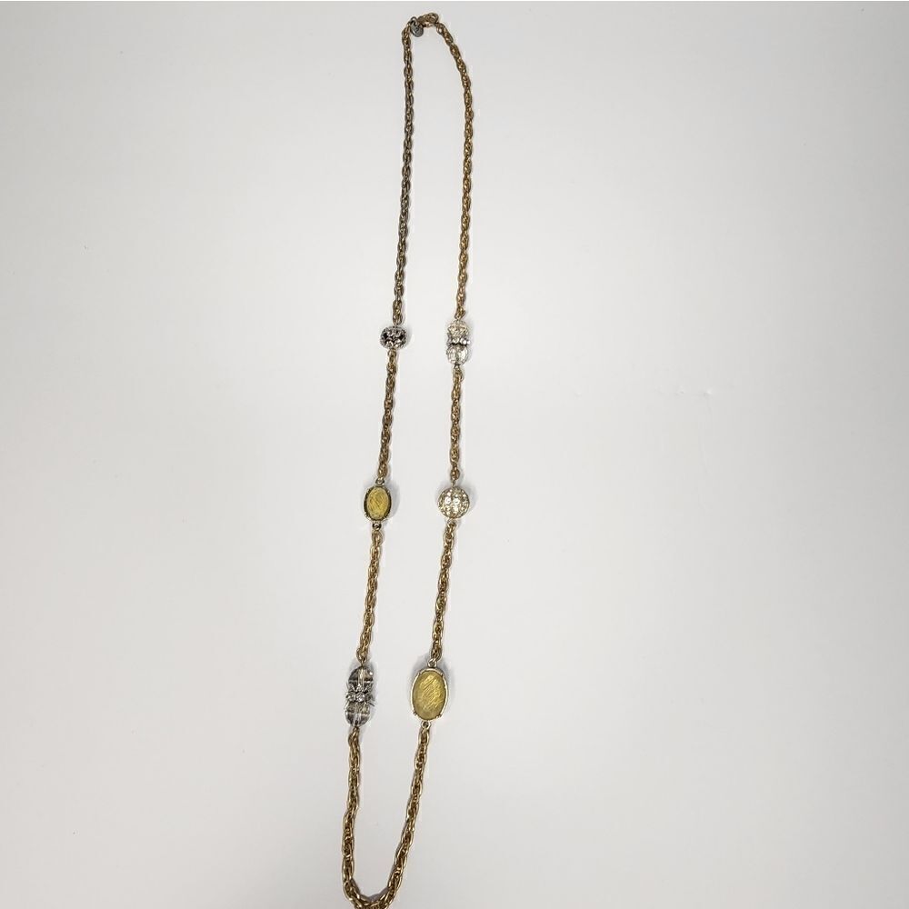 Loft chunky chain disco glass acrylic rhinestone 32” necklace